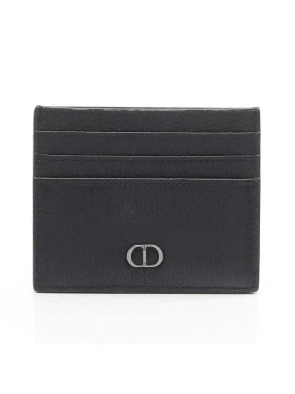 Dior Card Case CD Icon Holder Black Leather CD Lcon